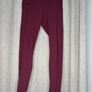 Fabletics High Waisted Burgundy Workout Leggings Size M